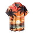 thumbnail image 4 of Ceisia Men's Orange-tone Coconut Shadow Sunset Print Short Sleeve Button Down Hawaiian Shirt With Chest Pocket Multicolor S Gifts, 4 of 6