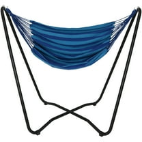 Sunnydaze Cotton Indoor or Outdoor Hammock Hanging Chair with Stand - Beach Oasis