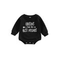 thumbnail image 1 of ZAXARRA Baby Girl Boy Romper, Long Sleeve Round Neck Letters Print Loose Crotch Button Short Romper, 1 of 7