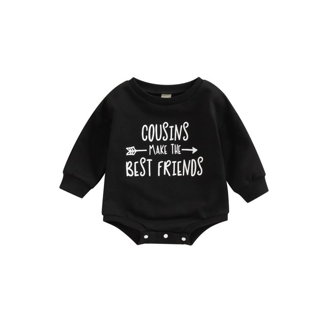 ZAXARRA Baby Girl Boy Romper, Long Sleeve Round Neck Letters Print Loose Crotch Button Short Romper