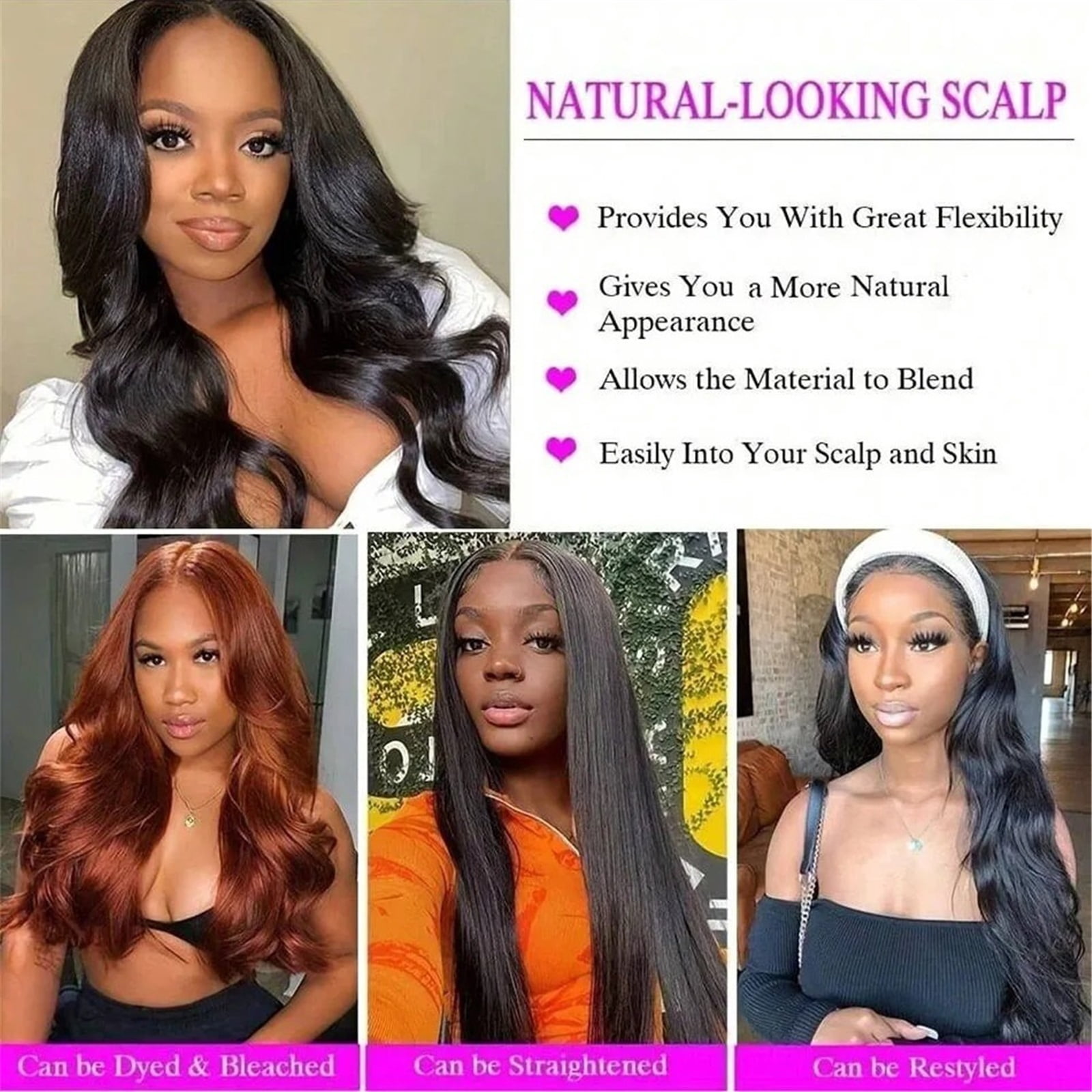 V Part Wigs Bone Straight Human Hair Wigs No Leave Out No Sew-In Glueless 250 Density Natural Black