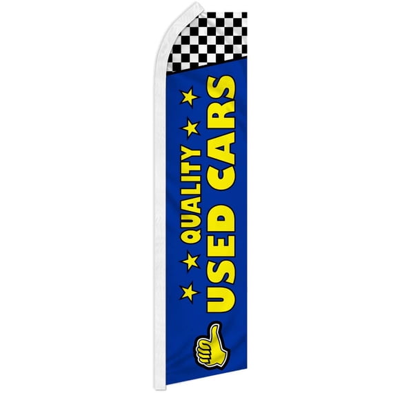 Quality Used Cars Blue Swooper Feather Flag - Great for Dealerships and Car lots
