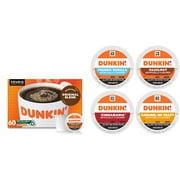 Dunkin, Original Blend Medium Roast Coffee, 60 Keurig K-Cup Pods And Dunkin, Mixed Flavor Coffee Variety Pack, 60 Keurig K-Cup Pods