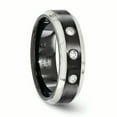 thumbnail image 5 of Edward Mirell Black Ti with Beveled Titanium Edge 1/10 carat Diamond with Sterling Silver Bezel 7mm Band EMR217, 5 of 8