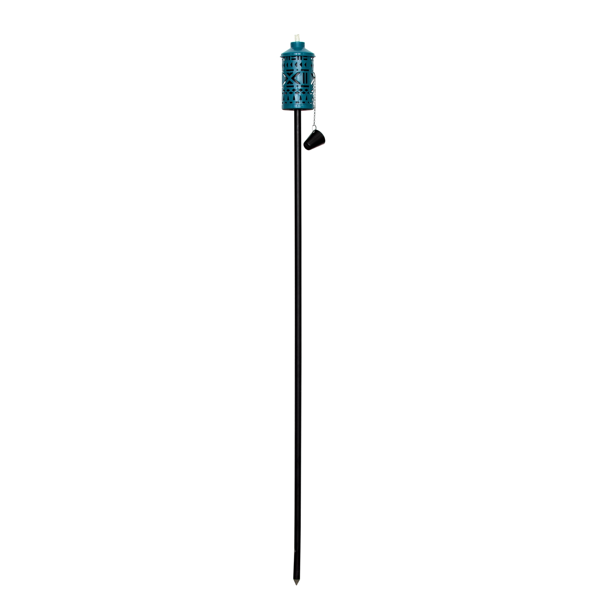 Mainstays 60 Inches Long Garden Torch Citronella Oil Metal Lamp for Yard & Patio (Black and Blue)
