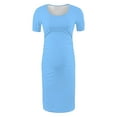 thumbnail image 5 of Pitauce Maternity Short Sleeve Bodycon Dress Pregnancy Crew Neck Side Ruched Dress Summer Casual Dresses for Daily Baby Shower, 5 of 7