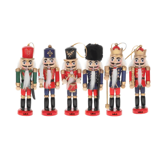 Kit 6 Cascanueces Labg De 12.5cm De Madera Decoración Navideña Multicolor