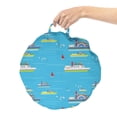thumbnail image 2 of Marine Round Floor Cushion with Handle, Transportation Ships Sailing at the Sea Waves Sailing Doves Flying in Sky Cartoon, Pillow for Living Room & Dorms, 18" Round, Multicolor, by Ambesonne, 2 of 4