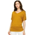 thumbnail image 4 of Made by Johnny V Neck Short Sleeve Dolman Top with Side Shirring XXXL MUSTARD, 4 of 6