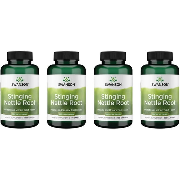 Swanson Stinging Nettle Root (Urtica Dioica) - Herbal Supplement - (100 Capsules, 500mg) (4 Pack)