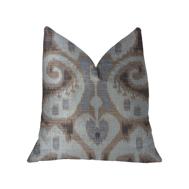 Plutus Paragon Cojínde lujo en marrón, azul y beige - Doble cara 22 "x 22" Plutus PBKR1921-2222-DP