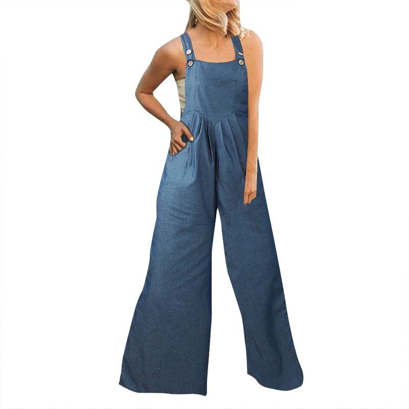 ZANZEA Womens Dungaree Jumpsuit Romper Playsuit Overalls Long Trousers ...