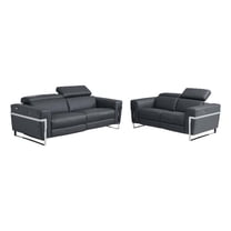 Titan Furnishings Italian Sofa and Loveseat with Power Recliner in Dark Gray