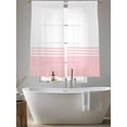 thumbnail image 6 of Sheer Curtains 63 Inches Long, Pink White Striped Light Filtering Window Curtains for Living Room/Bedroom, Modern Abstract Art Aesthetics Rod Pocket Voile Sheer Curtain Drapes, 52"W x 63"L, 2 Panels, 6 of 8