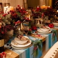 thumbnail image 6 of Coastal Christmas Santa Dresser Scarf Farmhouse, Dining Table Decorations for Wedding/Parties, Xmas Stocking Palm Tree Beach Table Runner 72 Inches Long for Kitchen Dining, 13 x 72 In, 6 of 9