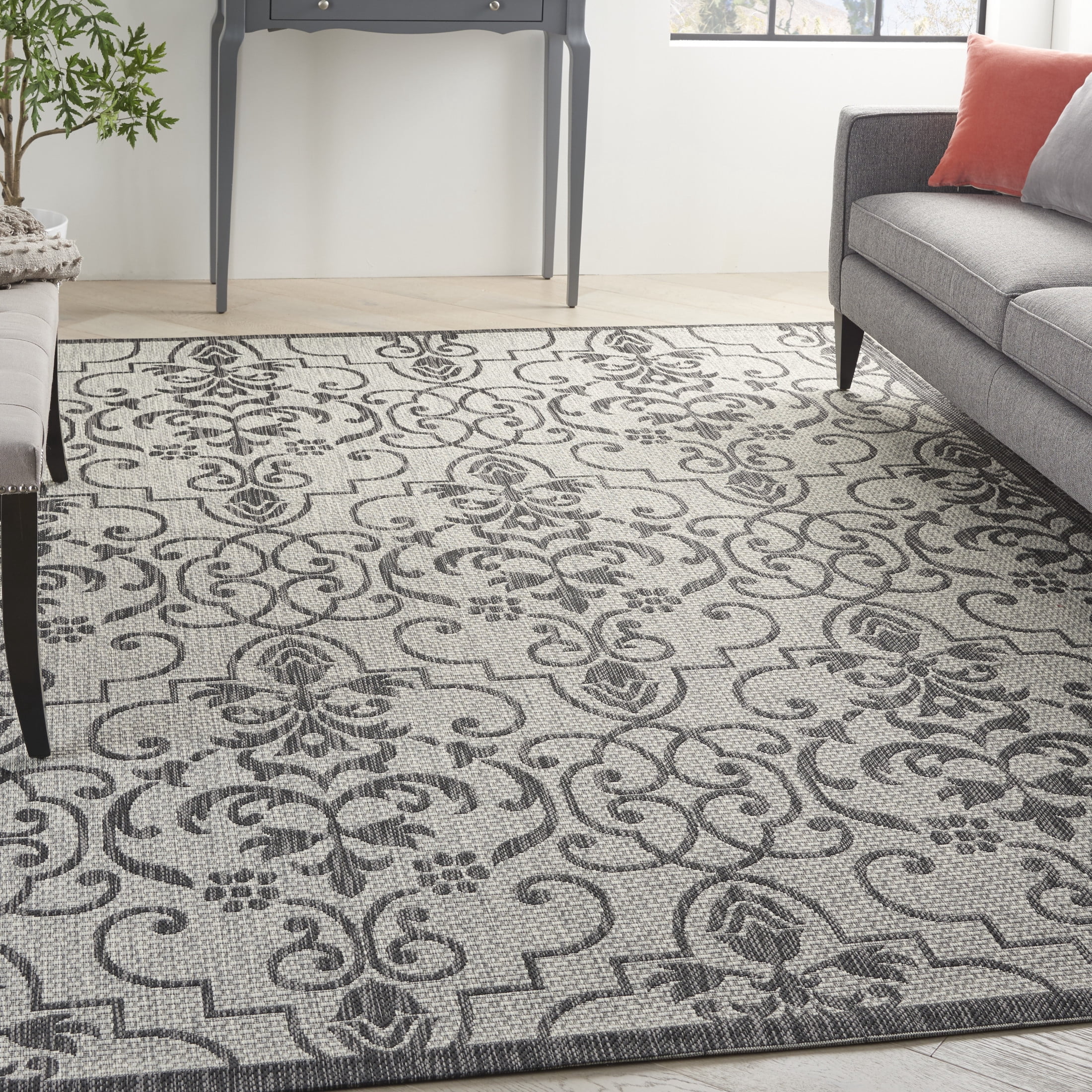 Nourison Country Side 7' x 10' Ivory/Charcoal Transitional Rug