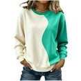thumbnail image 2 of Inverlee Color Block Cuff Long Sleeve Hoodie for Women Trendy Round Neck Sweatshirts Casual Loose Fit Tops, 2 of 5