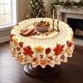 thumbnail image 5 of SLYNSHome Fall Thanksgiving Round Tablecloth Maple Leaf Print Decorative Circle Table Cover With Water Resistant Fabric, Harvest Dinner Party Mat For Kitchen Dining Room Farmhouse Home Decor, 5 of 5