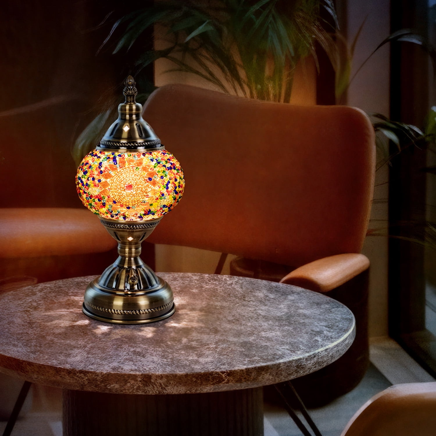 Turkish-Moroccan Mosaic Table Lamp - Bohemian Stained Glass Nightlight with Intricate Patterns, Ideal for Bedroom,Living Room, Office Decor,Holiday Gift, Decorative Light,Vibrant Lamp Design