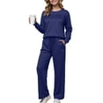 thumbnail image 2 of vigerkar Women's 2 Piece Sets Sweatshirt Casual Travel Outfits Lounge Wide Leg Tracksuit Cozy Sweatsuits Fashion (Navy, XL), 2 of 4