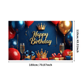 thumbnail image 1 of Toile de Fond Joyeux Anniversaire Fournitures de Fête Décorations Couronne Dorée Ballons Bleus Rouges Cadeaux Champagne Bannière de Photomaton Célébration Décor d'Événement Toile de Fond, 1 of 4