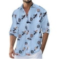thumbnail image 2 of Aimik Mens Stretch Dress Shirts Hippie Cuban Shirts Long Sleeve Slim Fit Button Down Shirts Quick Dry Wedding Prom Shirts-Sky Blue XXXL, 2 of 3