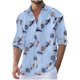 thumbnail image 2 of Blusa y camisa de manga larga con cuello vuelto para hombre, cárdigan liso a la moda con cuello vuelto, blusa de poliéster con botones para hombre, 2 of 3