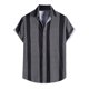 thumbnail image 1 of Blusa informal de manga corta con estampado de rayas playeras y botones para hombre Pompotops oipoqjl27764, 1 of 9