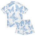 thumbnail image 2 of FORMRS Niños Short Sleeve Top and Pants Pajama Set Unisex Satin 2-Piece Sleepwear, Sizes 9-10Y, Blue Butterfly, 2 of 8
