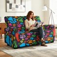 thumbnail image 3 of SCRAWLGOD Rainbow Paw Print Recliner Loveseat Slipcovers for Living Room Stretch 6 Piece Reclining Cover with Pocket Anti Scratch Recliner Cover, 3 of 8