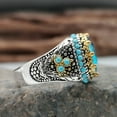 thumbnail image 5 of Yesbay Men Ring Blue Rhinestone Faux Turquoise Ring,Sparkling Vintage Wedding Band Ring Jewelry Gifts, 5 of 8