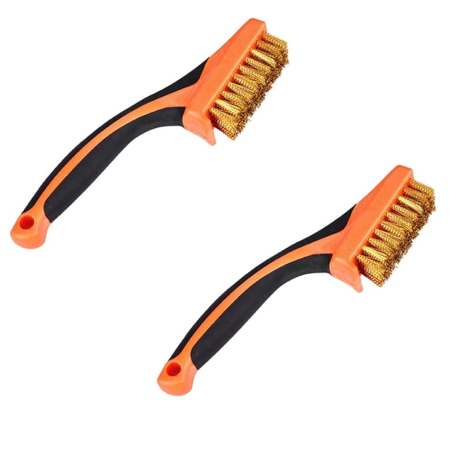 Oleegame 2PC Cleaning Brush Sanding Brush Copper Wire Brush Encrypted Stainless Steel Wire Brush Cleaning Brush Kitchen Long Handle Wire Brush Removal Small