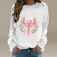 thumbnail image 2 of QATAINLAV Womens Breast Cancer Sweatshirt Pink Ribbon Graphic Print Pullover Casual Crew Neck Long Sleeve Tops White XXL, 2 of 6