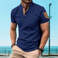 thumbnail image 1 of pstuiky camisetas de hombre, Blusa informal de color liso con botones y bolsillos, manga corta y cuello alto para hombre camisetas de hombre l, 1 of 9