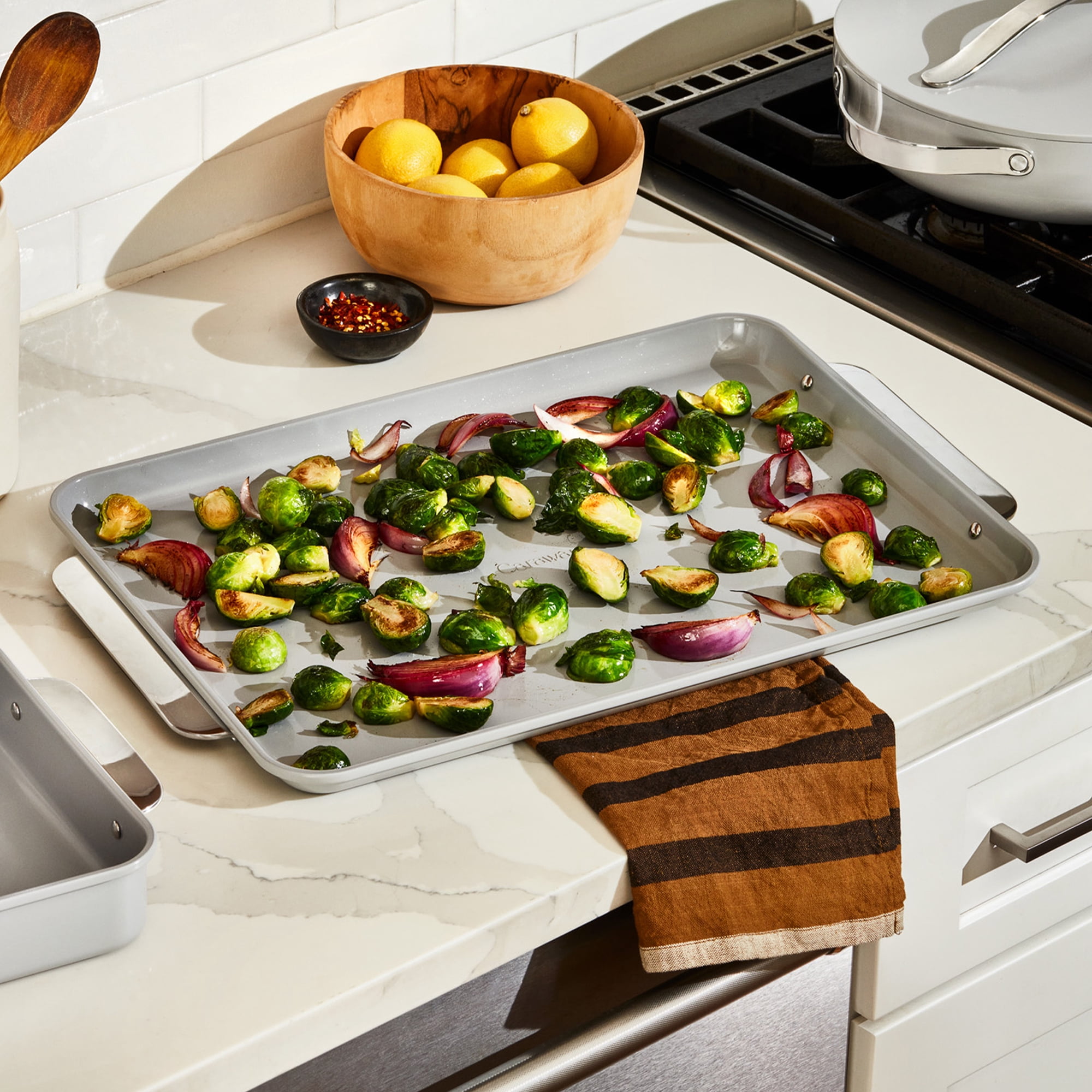 Caraway Non-Stick Ceramic Baking Sheet - Naturally Slick Ceramic Coating - Perfect for Baking, Roasting, and More - Large (18" x 13") - Cream