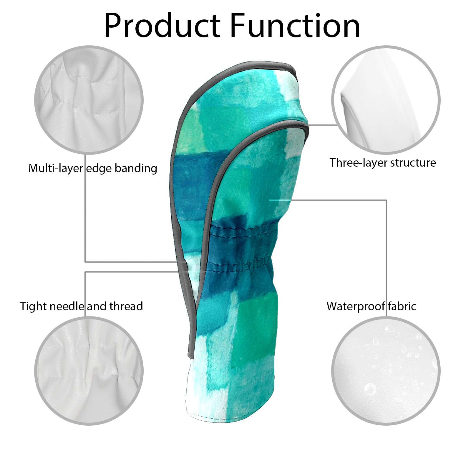 Golf Club Covers, Abstract Art Painting Premium PU Leather Driver Hybrid Putter Head Covers with Velvet Lining, Waterproof Golf Gifts for Men Women