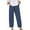 Dark Blue, variant on Ltctricy Capri Pants for Women Plus Size Drawstring Elastic High Waisted Wide Leg Cropped Pants Loose Beach Casual Trousers(Dark Blue,X-Large)
