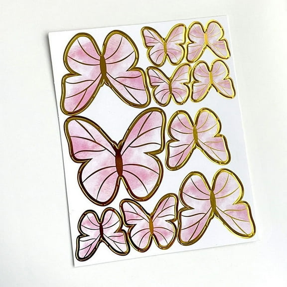 Nvzi 10sets Elegant Butterfly Cake Decorations, Butterfly Cake Decorations Suitable For Party/Anniversary/Birthday Party Decoration Cupcake Decorations(Pink B)
