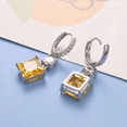thumbnail image 3 of Vogem Large Yellow Square CZ Dangle Earrings for Women Sparkling Silver Hoop Earrings Hypoallergenic Trendy Jewellery, 3 of 4