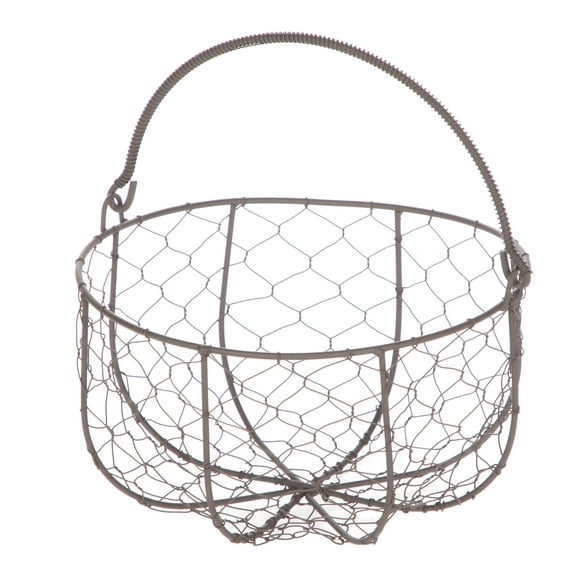 Mainstays Brown Chicken Wire Storage Basket with Moveable Handle, 4.5"H x 8.375"D