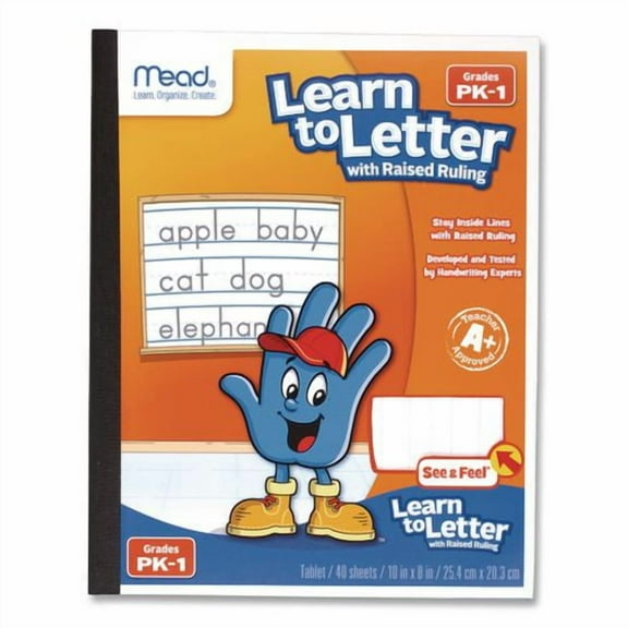 Learn to Letter Primary Journal with Raised Ruling, Manuscript Format, Orange/White/Blue Cover, (40) | Bundle of 2