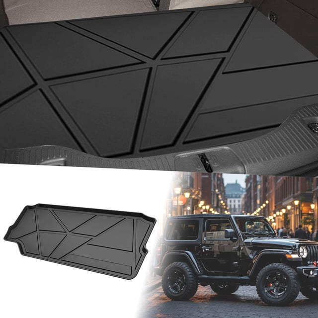 Forro de maletero de carga de cara plana Unique Bargains, alfombra de maletero trasero, bandeja de equipaje, patrón de rompecabezas irregular para Jeep Wrangler JL 2 Puertas 2018-2026, Antideslizante