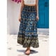 thumbnail image 2 of Vestido de Playa en Capas de Verano de Alta Cintura Maxi Falda Mujer con Estampado Paisley, Cordón de Cintura Elástico, 2 of 9