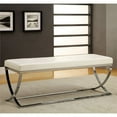 thumbnail image 2 of Bowery Hill 18.5" Contemporary Faux Leather Tufted Accent Bench in White, 2 of 3