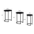 thumbnail image 5 of Lavish Home Set of 3 Round Nesting Tables for Living Room (Black Marble), 5 of 8