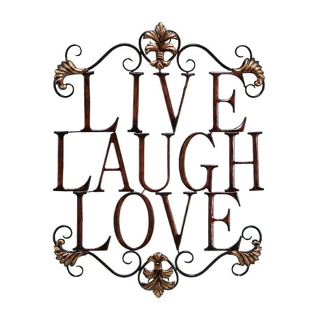 DecMode Metal Wall Sign Decor With Great Utility, Live Laugh Love Sign 22W