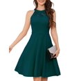 thumbnail image 1 of Vestido Bbonlinedress turquesa, halter, largo hasta la rodilla, talla grande, 1 of 7