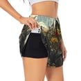 thumbnail image 1 of Balery Floral Rhino With Birds Pantalones cortos deportivos para mujer con forro y dos bolsillos, elásticos, para entrenamiento, gimnasio, yoga-X-Large, 1 of 7