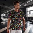 thumbnail image 3 of Wukai Colorful Geometric Figures Print Men's Short-Sleeved Mesh T-Shirt,Quick-Dry Short Sleeve Workout T-Shirt-Large, 3 of 8