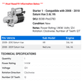 thumbnail image 2 of Starter 1 - Compatible with 2008 - 2010 Saturn Vue 3.6L V6 2009, 2 of 2